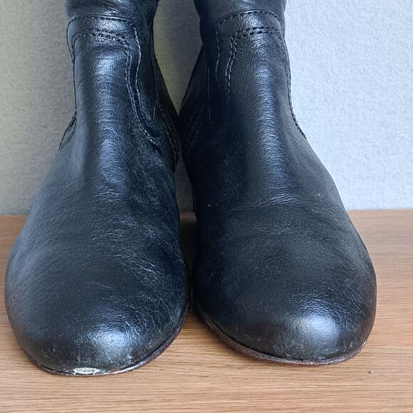 FRYE Carson Women's 7.5 Leather Hidden Wedge Ankle Booties Black Comfort Boots - Picture 2 of 15